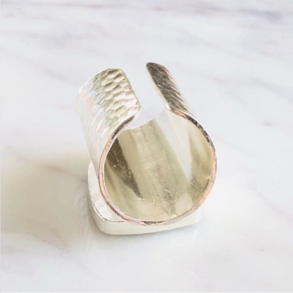 Apatite Statement Silver Cuff Ring - image 5